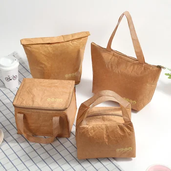  Бумажная изоляционная сумка для ланча DuPont, термосумки для Бенто из алюминиевой пленки, Водонепроницаемая Складная сумка для риса, Портативный пакет для льда для пикника на открытом воздухе
