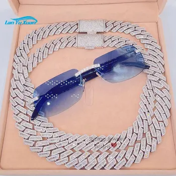 Новый продукт, классический дизайн, 18-каратные позолоченные солнцезащитные очки Iced Out Moissanite