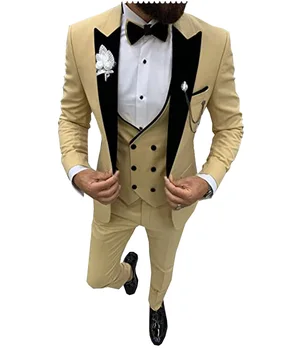  Костюмы для мужчин 2022, повседневный деловой костюм, высококлассный социальный официальный костюм, комплект из 3 предметов, жених, Свадебные мужчины (куртка + жилет + брюки)