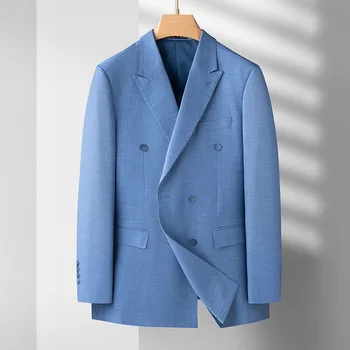  5506-2023, мужские полосатые двубортные костюмы 94 для отдыха и европейский код, мужской тонкий костюм, пиджак
