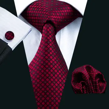  Мужской галстук LS-704 из 100% шелка, красный жаккардовый галстук в клетку, Свадебный галстук Barry.Набор Запонок Wang Hanky, галстук на шею для мужчин, Деловая вечеринка