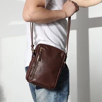  AETOO Новая сумка-мессенджер из воловьей кожи верхнего слоя ручной работы, ретро вертикальная сумка на плечо, модная повседневная мужская сумка