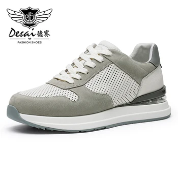  Мужская повседневная обувь DESAI Из натуральной кожи, Легкие Мужские Кроссовки, Дышащие Кроссовки на шнуровке, Летний дизайн 2023
