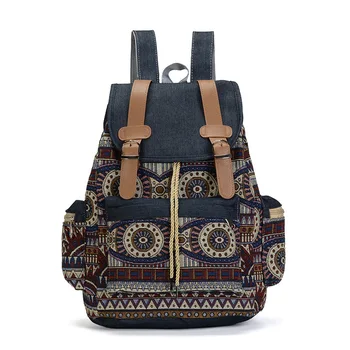  Богемный рюкзак, школьный ранец, рюкзак Rugzak, Этнические рюкзаки, Высококачественный женский холщовый Винтажный рюкзак