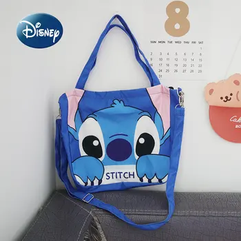  Новая Холщовая сумка Disney Stitch с Винни-Пухом, Мультяшная Женская сумка Большой емкости, Многофункциональная Косая Сумка на одно плечо