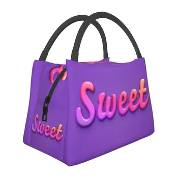  Милая Фиолетовая сумка для Ланча с 3D Принтом, Милая Сумка для Ланча для Детей, Женская сумка-Тоут с сумкой для ланча, Школьная Офисная Сумка Для Пикника, Один Размер