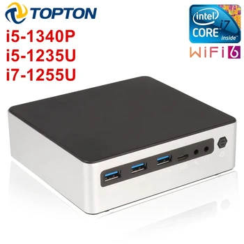  Topton Мини Игровой ПК i5 1340P i7 1255U 2xDDR5 NVMe SSD Windows 11 Pro NUC Карманный мини ПК Портативный Компьютер 3x4 K HTPC WiFi6