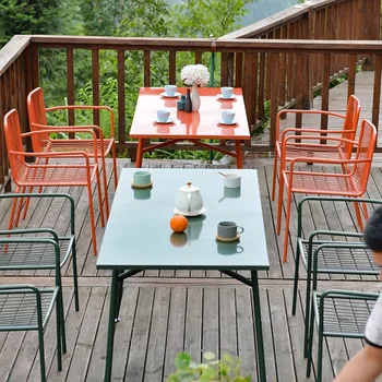  Уличный Комбинированный стол-стул, Железный Водонепроницаемый магазин чая с молоком во дворе, простой обеденный стол