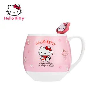  Модная керамическая кружка gHello Kitty, кружка для завтрака с ложкой, Кружка для молока с милой мультяшной творческой личностью