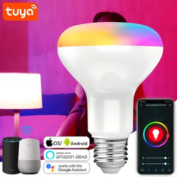  Светодиодный Светильник E27 RGB Лампы 15 Вт Tuya Wifi Smart Lamp RGBWW Dimmable Voice Cintrol Совместим С Alexa Google Home Assistant