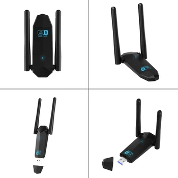  WiFi USB3.0 Адаптер 1300M, совместимый с Bluetooth, двухдиапазонный 2,4/5 ГГц для настольных ПК N58E