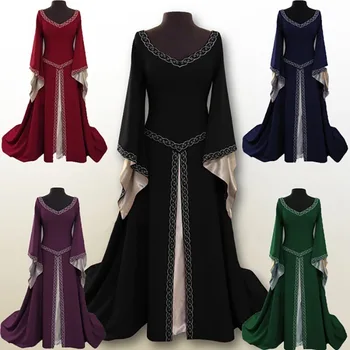  6 Видов цветов, Женские Средневековые костюмы 18 века, Современное Длинное платье для Косплея, Европейские вечерние традиционные платья в стиле ретро