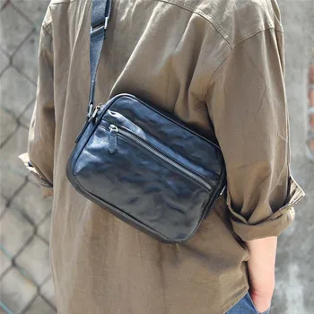  Повседневный роскошный органайзер из натуральной кожи, мужская черная сумка-мессенджер для выходных на каждый день, натуральная сумка на плечо из первого слоя воловьей кожи