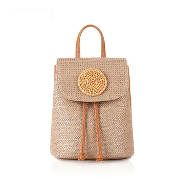  Модный соломенный рюкзак для женщин, богемная соломенная сумка через плечо в стиле ретро, Роскошный дизайнерский летний мини-рюкзак, сумка для покупок и вечеринок