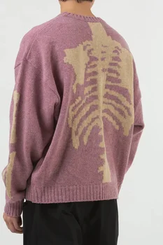  2023 Kapital винтажный пуловер с круглым вырезом в японском этническом стиле, вязаный свитер с костяным скелетом MY682