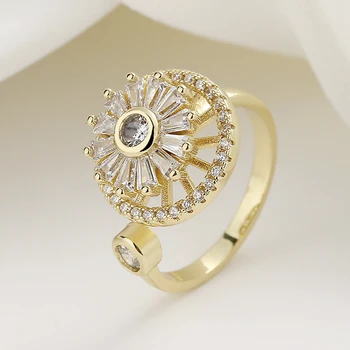  2023 Новое Круглое Вращающееся кольцо Lucky Grass с регулировкой открытия бриллианта, подходящее для Вечеринки, Свадьбы, модной одежды