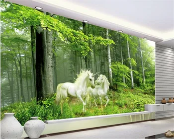  3D обои Beibehang Природный пейзаж, Хранитель леса, Единорог, Романтическая 3D картина маслом, Фон для стены, 3d обои, фреска