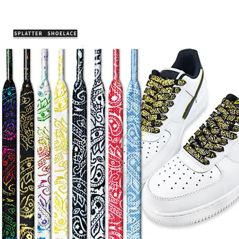  Позолоченные шнурки для обуви на плоской подошве с цветами кешью, шнурки для кроссовок, ручная роспись, спортивные повседневные шнурки для баскетбола, тенниса