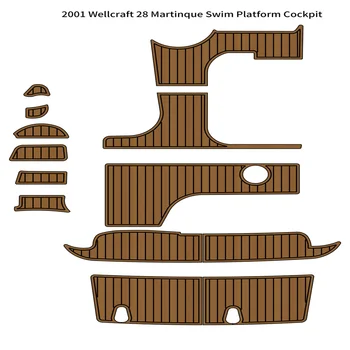  2001 Wellcraft 28 Martinque Платформа для плавания Кокпит Лодка Палуба из тикового дерева EVA