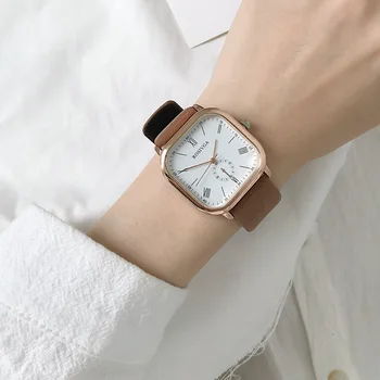  2023 Модные женские часы Роскошные Кожаные часы для женщин Женские кварцевые наручные часы Студенческие подарки Reloj Mujer