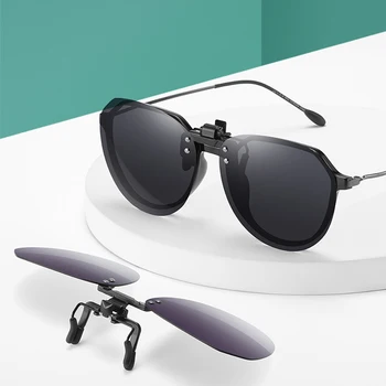  VIVIBEE Солнцезащитные очки с Откидной Клипсой Большого Размера, Поляризованные Градиентные Серые Линзы, Негабаритная Защита Для Вождения UV400, Рыболовный Аксессуар