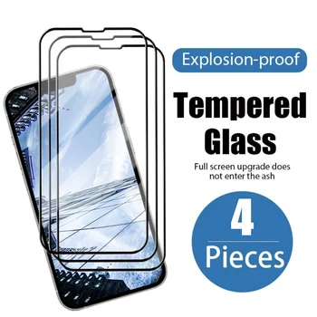 4 Шт. Полное Покрытие из закаленного стекла Для iPhone 14 13 12 Pro Max Защитная пленка Для экрана Для iPhone 8 7 14 Plus X XR Защитное Стекло
