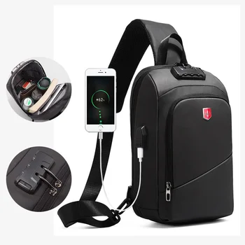  Многофункциональные противоугонные мужские сумки через плечо, черная USB-зарядка, водонепроницаемая Повседневная дорожная сумка-мессенджер, нагрудная сумка для мужчин