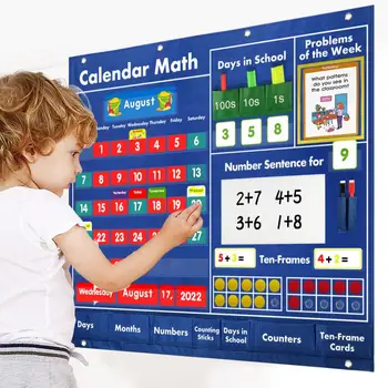 Карманный календарь для занятий в классе, календарь с математическими таблицами, Красочный календарь с карточками с цифрами, карточки со словами, Портативный обучающий