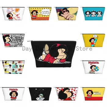  Изготовленная на заказ Милая дорожная косметичка Mafalda для женщин с мультяшным комиксом Quino, Органайзер для туалетных принадлежностей, косметический набор для хранения Леди красоты