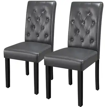  Современный обеденный стул с мягкой обивкой и высокой спинкой, комплект из 2 предметов, серый